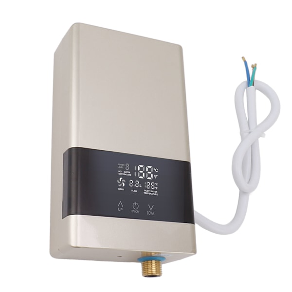 Tankløs varmtvannsbereder 6000W Elektrisk varmer Enkel installasjon Berøringsskjerm Automatisk konstant varmtvannsbereder EU-kontakt 220V Gull