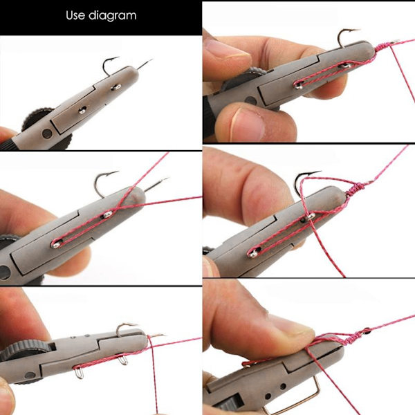 Manuellt verktyg för att binda lina för fiskekrok med underlina Enkel & dubbelkrok Fast Knot Binding Tool