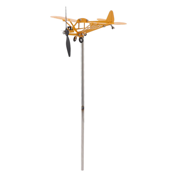 Piper J3 Cub Flygplan Weathervane 3D Metall Flygplan Väderflöjel Utomhus Tak Vindriktningsindikator Trädgårdsdekor Liten