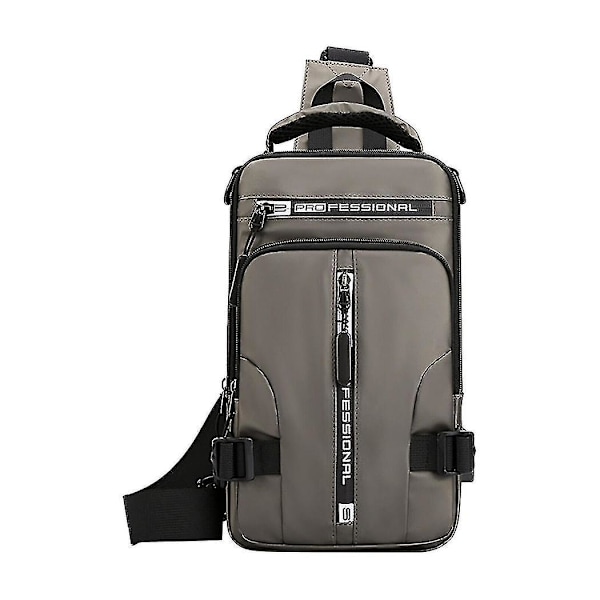 Sling Crossbody-väska för män med stöldskyddsdesign och USB-port - Khaki