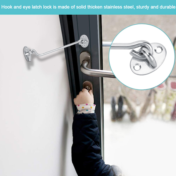 3 STK 10in Hytt Sekretess Krok Ögon Spärr Lås Rostfritt stål Solid Gate Krokar Hasp för fönster