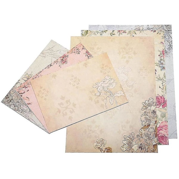 Vintage blommigt brevpapper - 30 st papper och kuvert för handskrivna brev