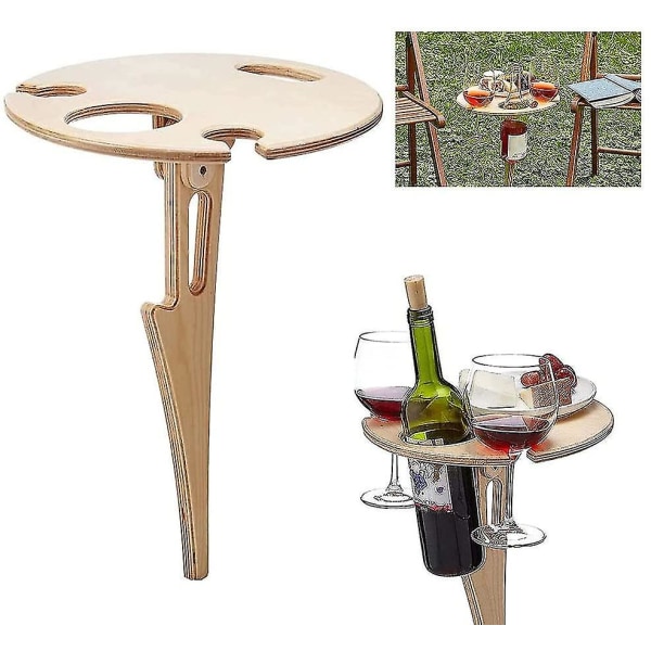 Kokoontaittuva pöytä ulkokäyttöön, valmistettu puusta, piknikpöytä, mini taitettava pöytä, viinipöytä puutarhaan, ulkona, retkeily, piknik, ranta