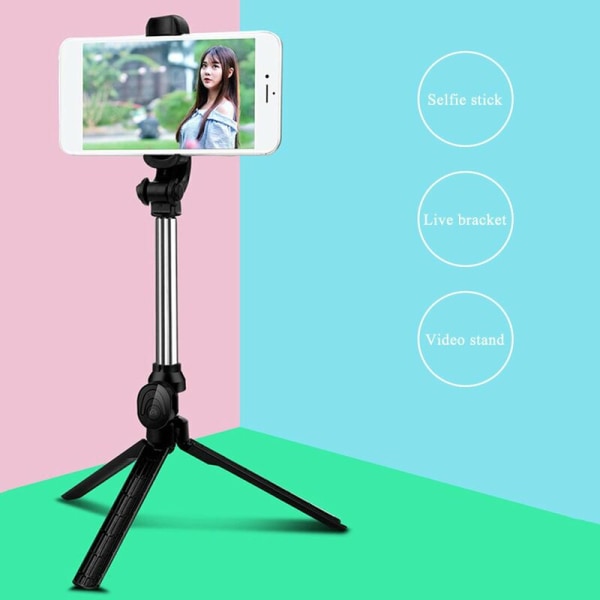 BT Selfie Stick monitoiminen kannettava säädettävä live kolmijalka (vaaleanpunainen), malli: vaaleanpunainen