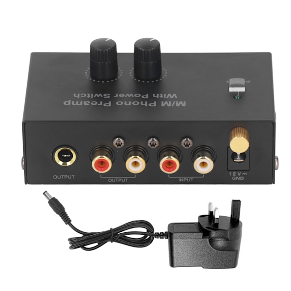 Phono Pladespiller Forforstærker Elektronisk Lyd Stereo Grammofon Forforstærker Lavt Støj PP500P 100‑240V UK-stik