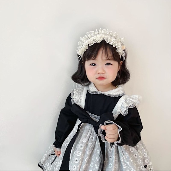 Tyttöjen Pitsihelmi Pannanausta Vintage Prinsessa Lolita Tyyli Lasten Pitsihelmi Kimaltava Pannanausta Hiusten Asusteet Syntymäpäiväjuhlat Suosio Beige