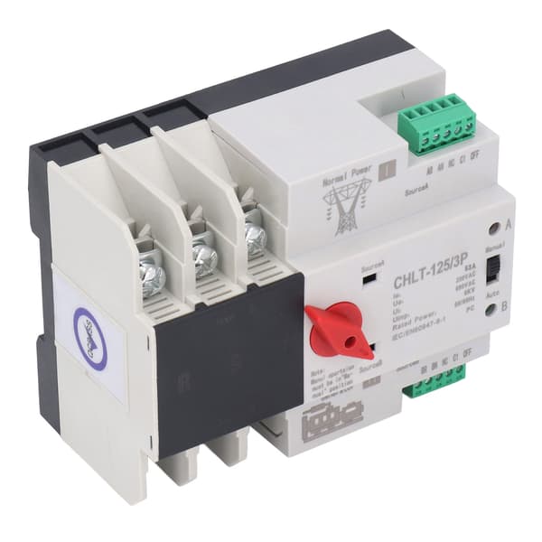 3P Dual Power Automatic Transfer Switch Uninterrupted Flame Retardant Electrical Selector Switch AC to AC 230V 63A