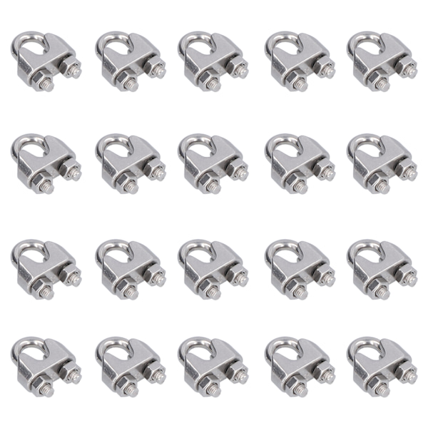 20 stk rustfritt stål wireklemme Hårdvare Rigg Kabelklemme Lås Klemmesett M3(3mm)