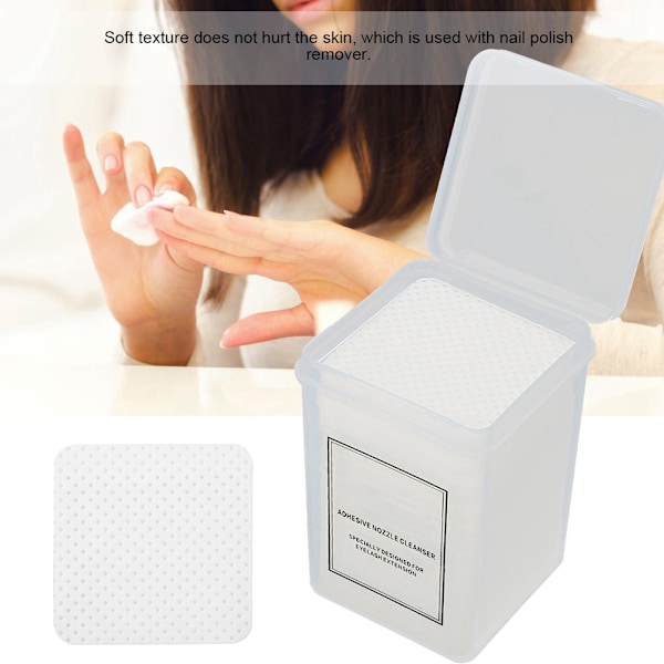 200 st/set Nagelbomullsdyna Papper Manikyr Polish Gel Remover Rengöringsmedel Torka luddfri bomullsdyna