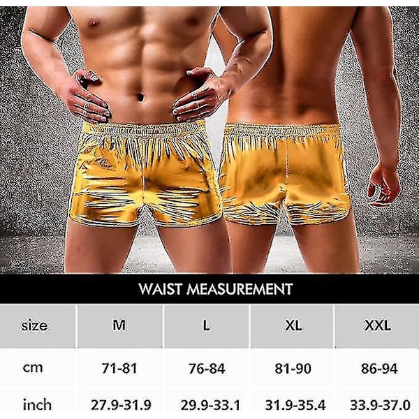 Glansede metalliske boksershorts for menn med lommer - Gul