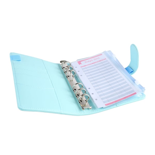 A6 PU Notesbog Binder med Transparent Kortlomme Magnetlås 6 Ring Kontant Budget Binder til Organizer