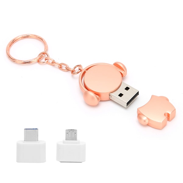 U Disk Tecknad Bil USB 2.0 Flash Drive Höghastighetsöverföring Lagringsenhet Roséguld (64GB)