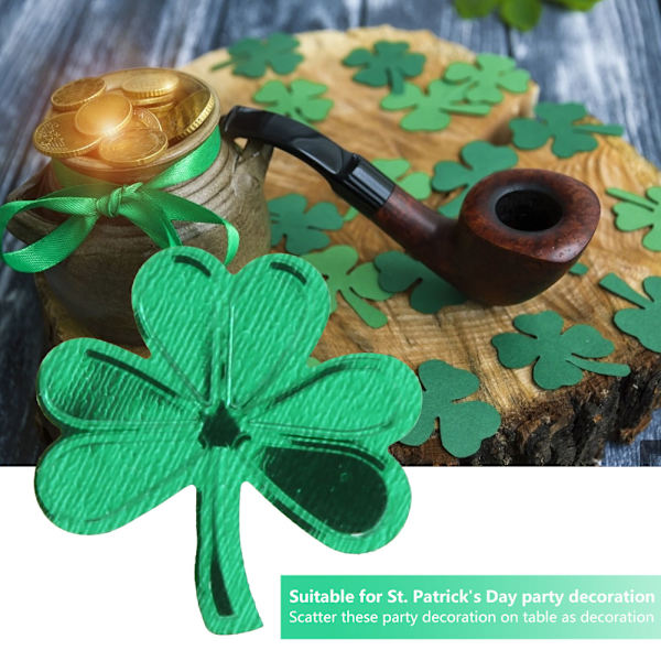 60g/pose Vakkert unikt festbordskonfetti for St. Patrick's Day Party Ballongdekorasjon Grønn 4 blad gress