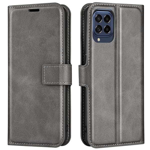 Hållbart konstläder Kompatibel med Samsung Galaxy M33 5G fodral med plånbok - Silver/Grå Silvergrå silver