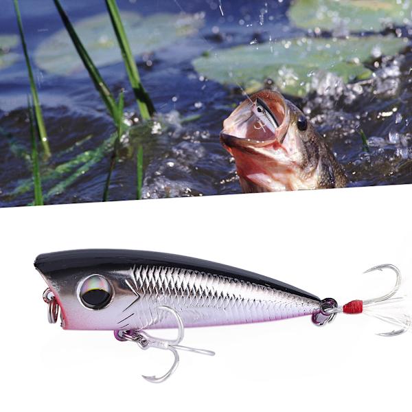 Kunstigt Fiske Hård Lokke Diskantkrog Flydende Popper Fiskegrej Tilbehør (sølv+sort)