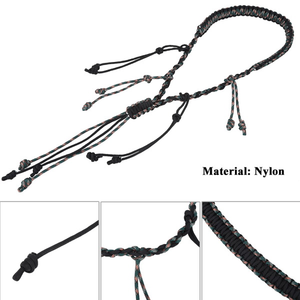 Bärbar Nylon Duck Goose Call Lanyard Braid Paracord för utomhusjakt (svart+CP kamouflage)