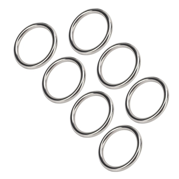 7 stk 304 rustfrit stål metal O-ring Vandafvisende rustfrit sømløst svejset rund O-ring til fitnessbuer Yogaringer 7x50MM