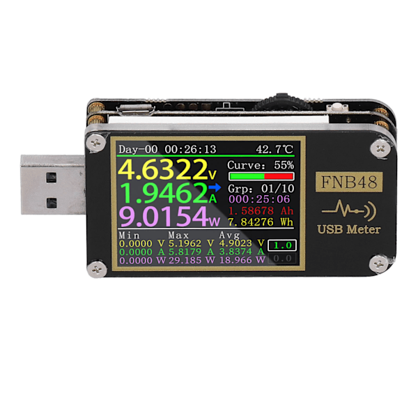 USB Voltmeter Amperemeter Färgskärm Digital USB Tester PD Trigger Voltmetrar för industriUtan Bluetooth