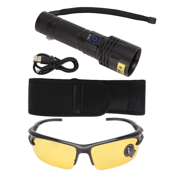 365nm UV ficklampa Professionell hög ljusstyrka Ultraviolett svart ljus ficklampa med glasögon för pengainspektion