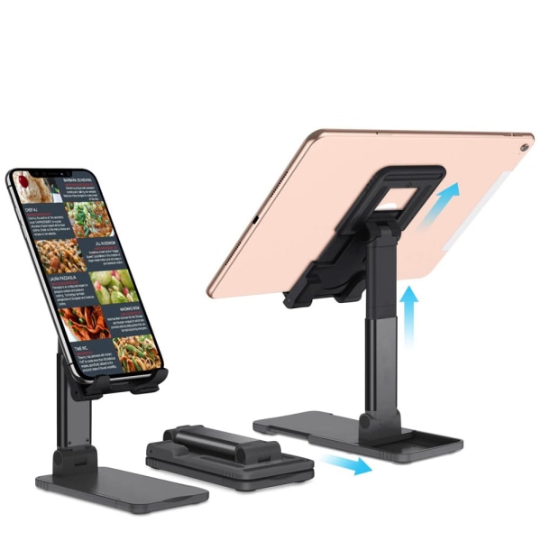 Sapper Elite, telefonställ, tablettställ, iPad-hållare, justerbart och utdragbart stativ, svart