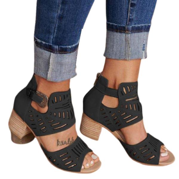 Trendiga peep toe-stövletter med strassdekoration och hög klack för kvinnor - Svart (storlek 37)