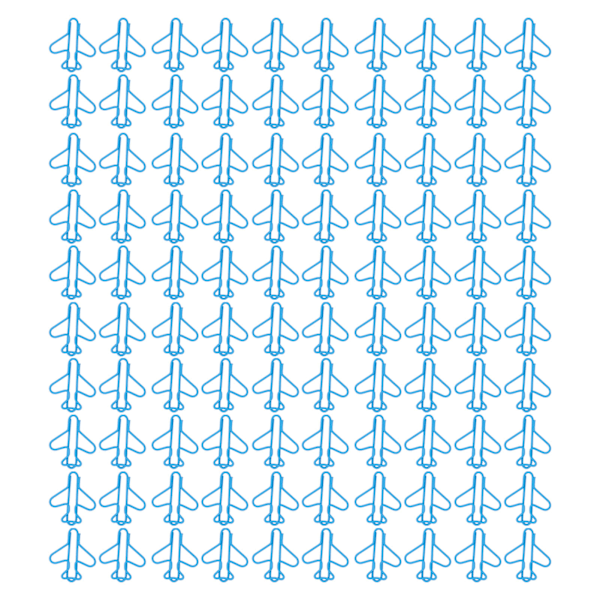100 st Söta Gem av Papper Flygplansform Design Täckta Trådar Ljus Färg Fancy Pappersklämmor för Scrapbook Kort Pappershantverk Blå