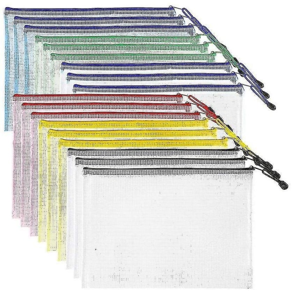 A4-plastplånböcker 18st zip-filpåse Mesh zip lock Dokumentfilmappar-1