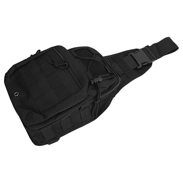 Sling Bag Flerlags Oppbevaring Brystveske Canvas Sling Ryggsekk for Sykling Vandring Camping Reise Svart