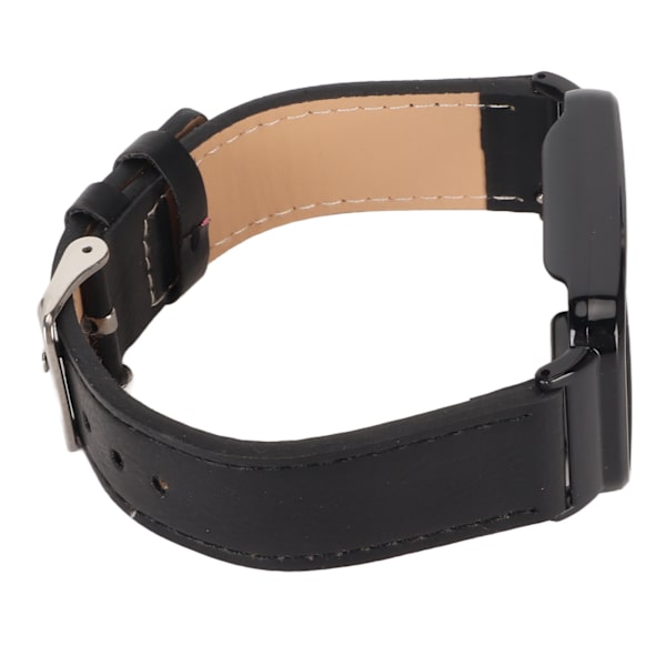 PU-læderarmbånd Vandafvisende udskiftningsurrem med sort rustfrit stålhus til Mi Band 7 Pro Black