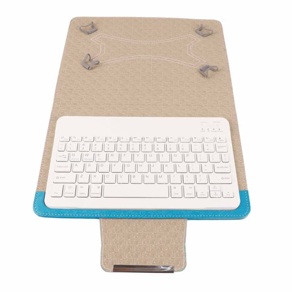 Blått tablettskyddset med vitt Bluetooth-tangentbord - Universal 9,7-10,1 tums skyddsfodralhållare