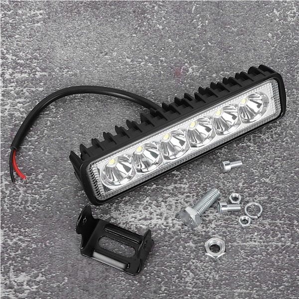 18W 6500K 1800LM 6LED Arbeidslysstang Vanntett Bil Motorsykkel Kjørelys for Offroad