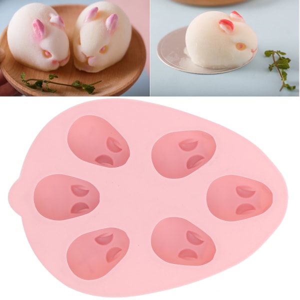 3D kaninform silikoneform kage bageform hul glas chokolade form værktøj rosa