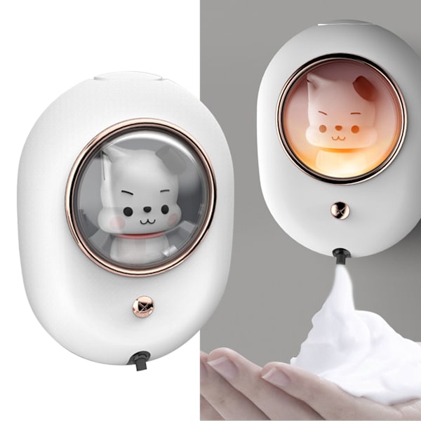 Väggmonterad tvåldispenser Space Capsule Design Uppladdningsbar platsbesparande vägg Automatisk skummande tvål dispenser Vit