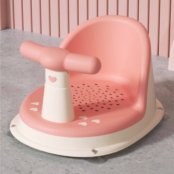 Babybadsits Justerbar Ergonomisk Förhindra glidning Spädbarnsbadkarssits Badstol med starka sugkoppar Sakura Pink