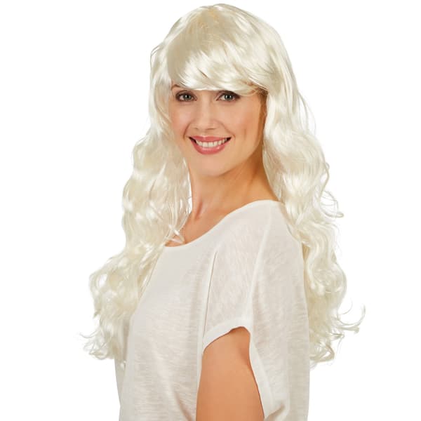 tectake Lång peruk Vit blond White Vit