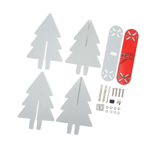 Elektronisk juletre-sett LED-gradientlys 3D DIY elektronisk lodde-sett Rød