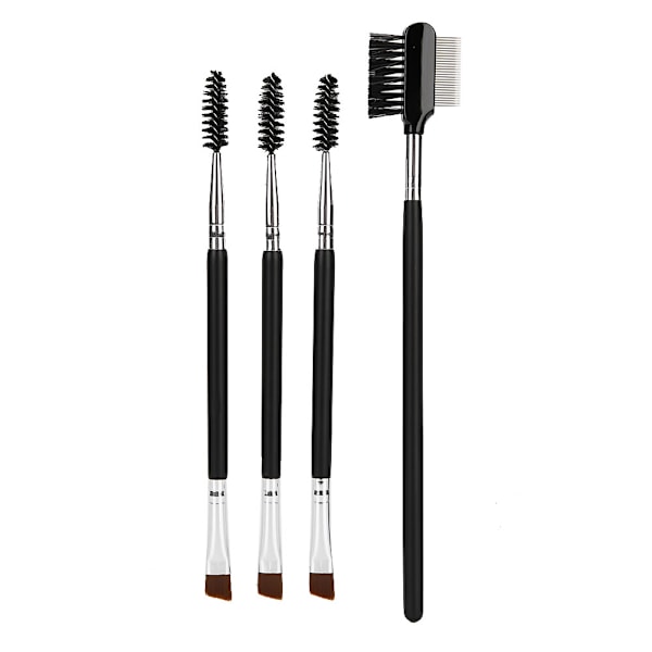 4 stk Professionel Blød Hår Kosmetisk Dobbelt Hoved Øjenbryn Børster Øjenvippe Kam Makeup Tool