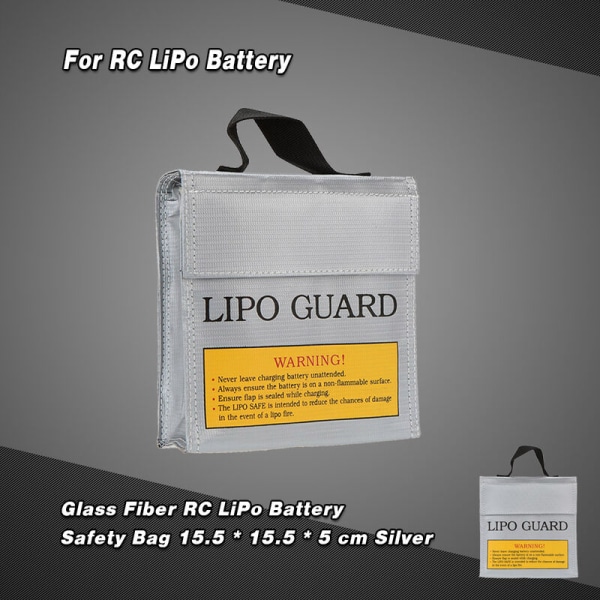 15,5*15,5*5 cm Silverglasfiber högkvalitativ RC LiPo-batterisäkerhetsväska Safe Guard Laddningssäck