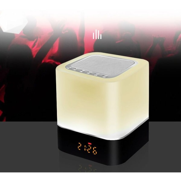 LED Bluetooth-høyttaler, berøringsnattlys, smart skrivebordslampe for musikk, vekkerklokkespiller