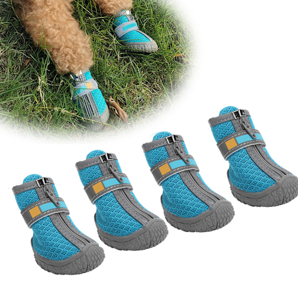 Små Hvalpe Sko Letvægts Udendørs Åndbar Anti-Slip Støvler Kæledyrstilbehør (Lake Blue (9-Huls Net) Størrelse 1)