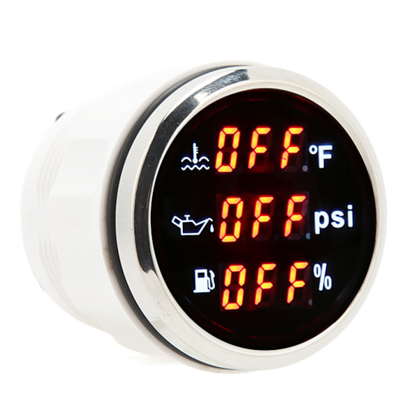 3-in-1 digitaalinen öljymäärä-, öljynpaine- ja vesilämpötilamittari 52 mm 9-32V veneilymittari asuntoautoille, veneille, autoille ja moottoripyörille
