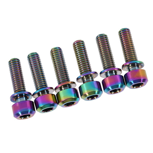 M5 x 18 mm titaaniset pyörän ohjaustangon ruuvit Pultit välikappaleilla Pyöräpaket 6 kpl (sateenkaari)