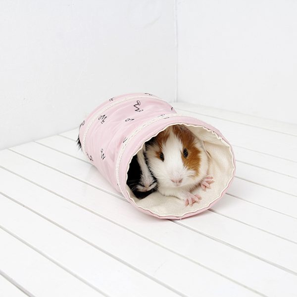 Hamstertunnelsäng Varm mjuk gömställe Liten husdjurstunnelrörbo för marsvinsödla vår höst rosa