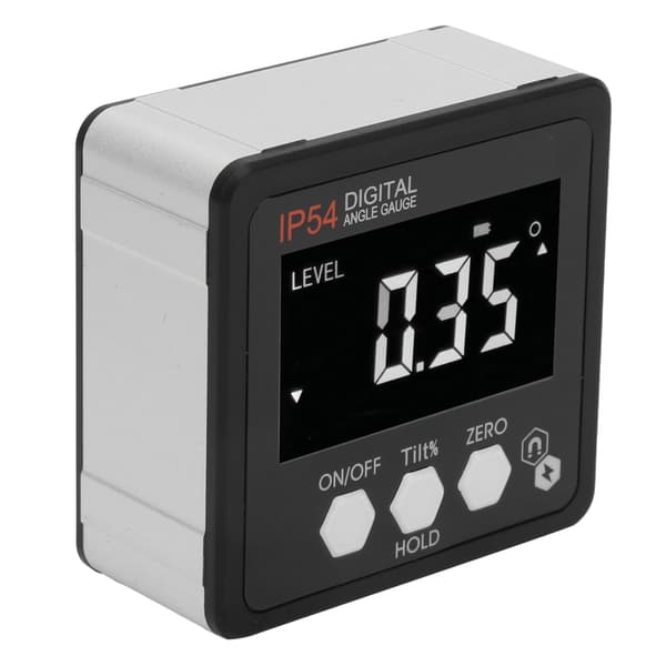 LCD Digital Vinkelmåler Inclinometer Hvid på Sort IP54