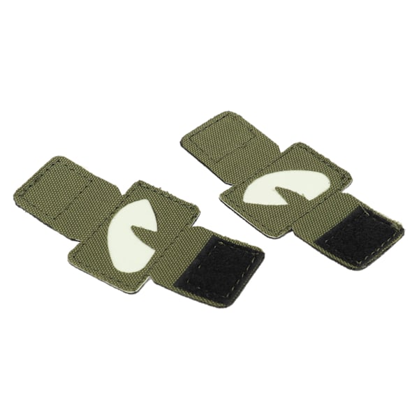 2 stk. Cat Eyes Patch Reflekterende Krog-og-Øje Design Canvas Lysende Cat Eyes Patch til Hatte Uniform Rygsæk Udendørsaktiviteter Nattevandringer Militærgrøn