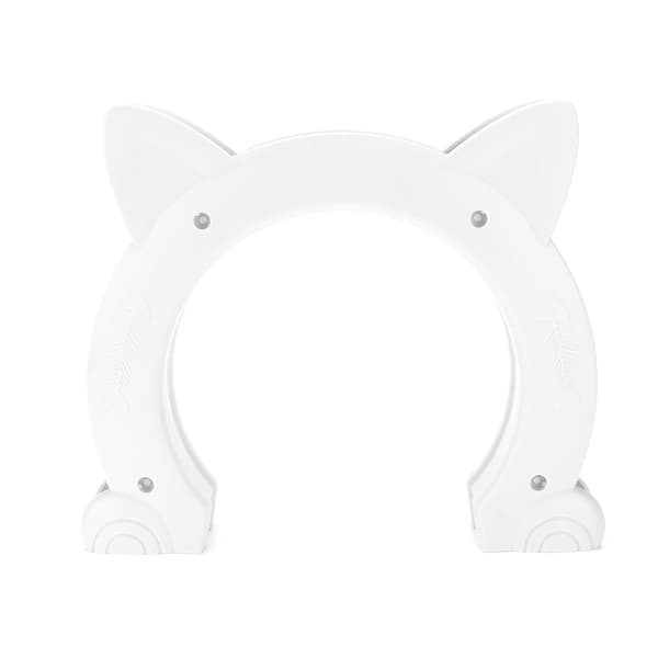 Cat Door Interior Cat Head Shaped Plastic Pass Through Door for Cat with Fishbone Pattern (White)