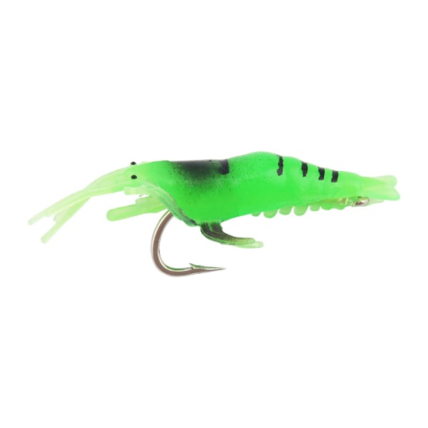 10 stk kunstige reker fiske agn PVC med krok fiske lokker Reker for fiske entusiaster Grønn