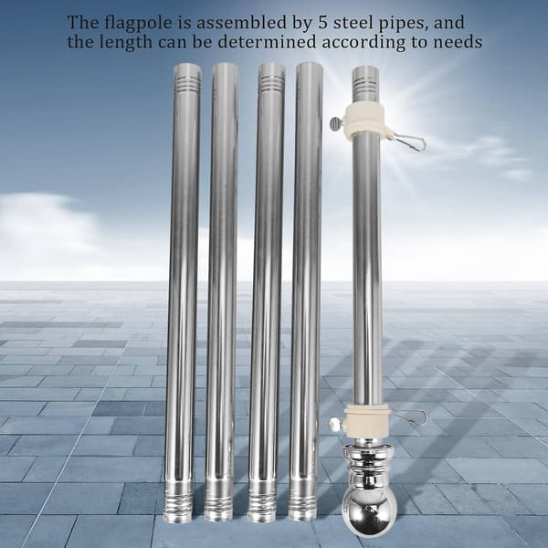 Flagstang, flagstang i rustfrit stål, egnet til haven, flagholder i rustfrit stål (sølv) Silver
