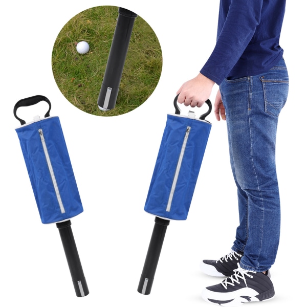 Bärbar golfbollplockare Plocka upp väska Fick Scooping Enhet Förvaringsväska (blå)
