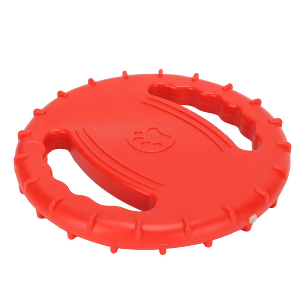 Hund Flying Disc Leksak Flexibel TPR Pipande stressavlastning 2 sidor ihålig design Pet Training Flying Disc för stora hundar Röd